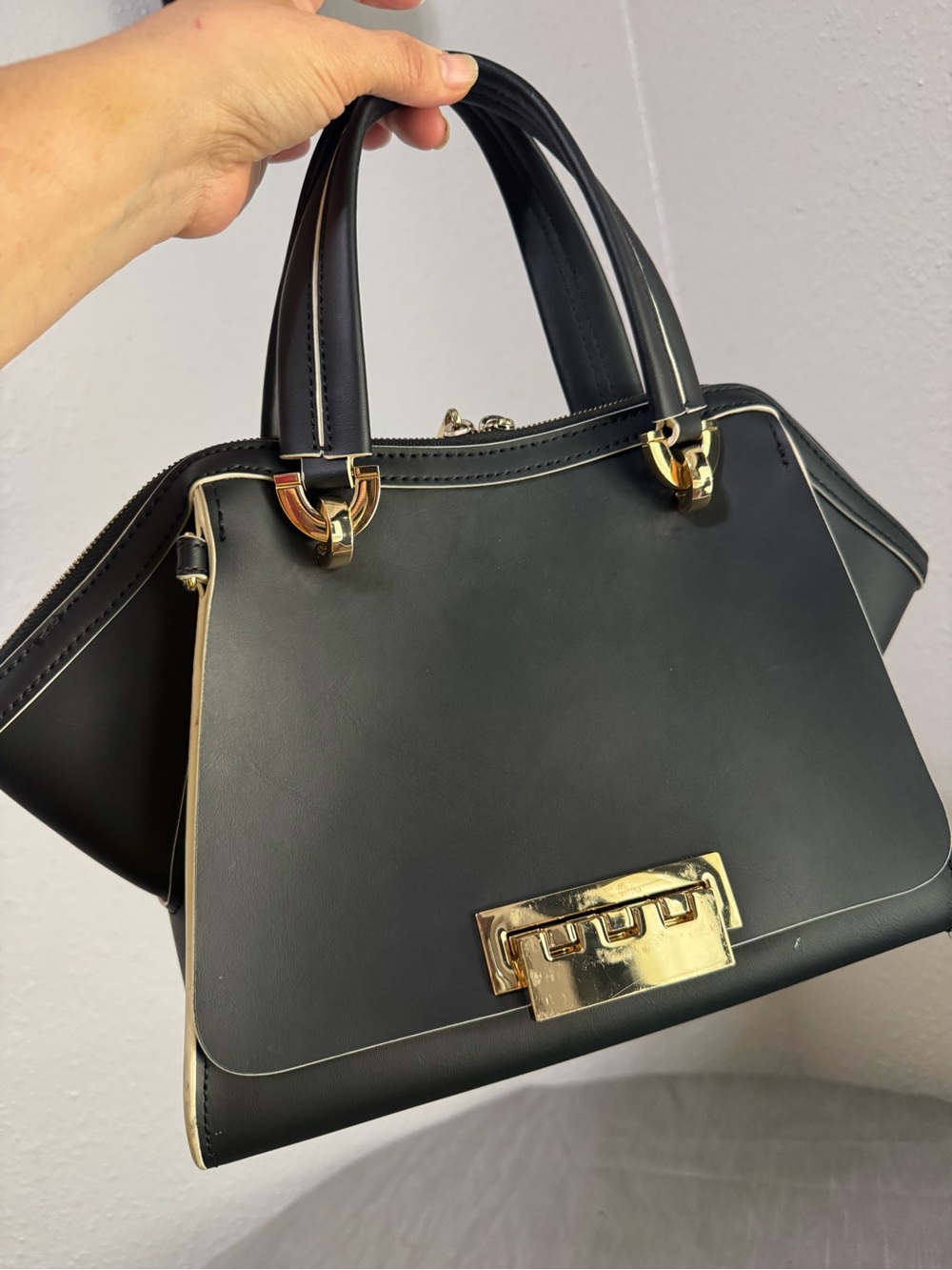 ZAC Zac Posen Black Satchel with Gold Hardware